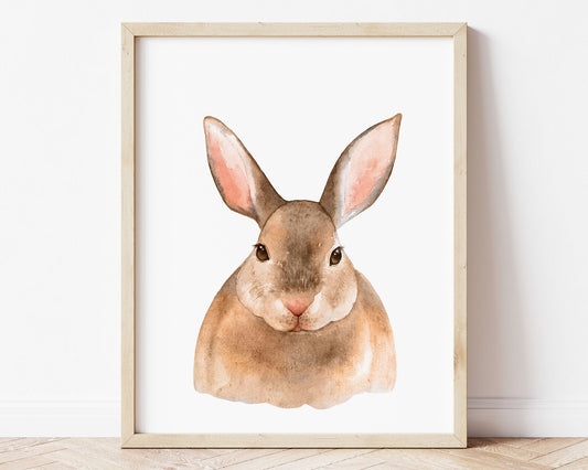 Watercolor Bunny Rabbit Printable Wall Art, Digital Download