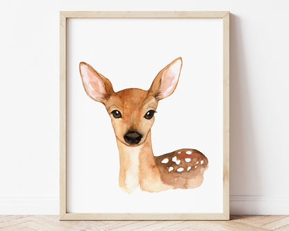 Watercolor Deer Printable Wall Art, Digital Download