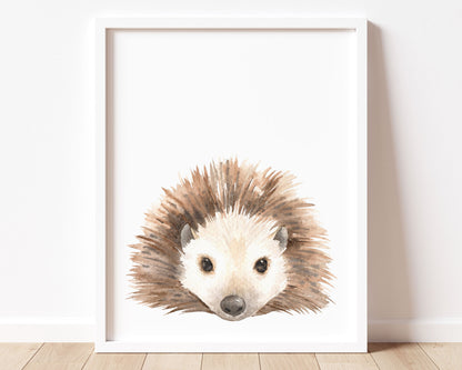 Watercolor Hedgehog Printable Wall Art, Digital Download
