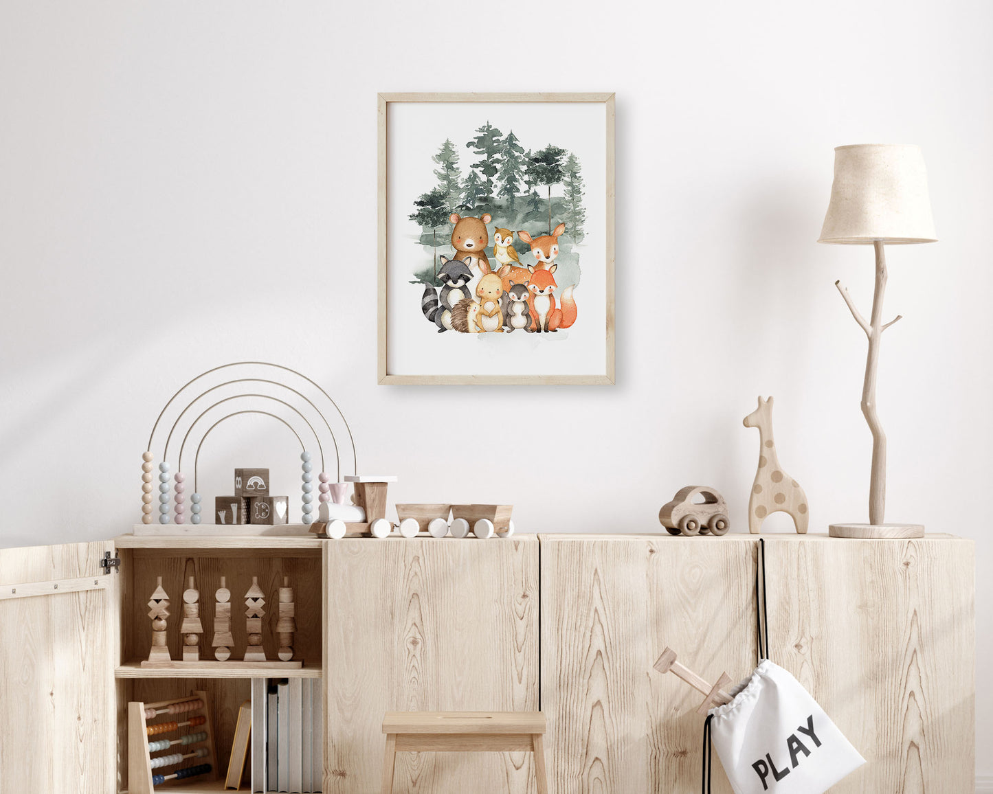 Watercolor Forest Animals Printable Wall Art, Digital Download