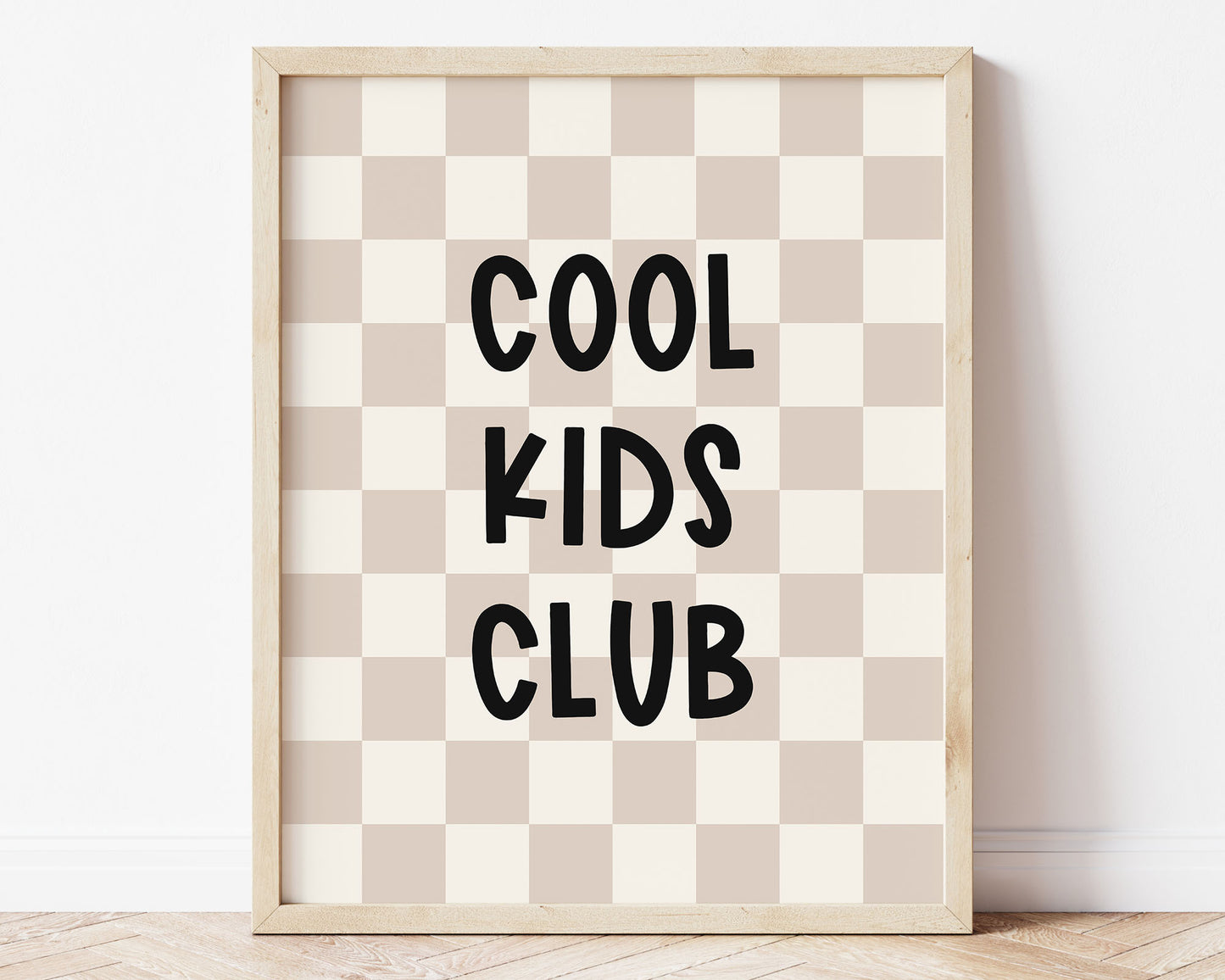 Cool Kids Club Printable Wall Art, Pastel Blue Checker Digital Print