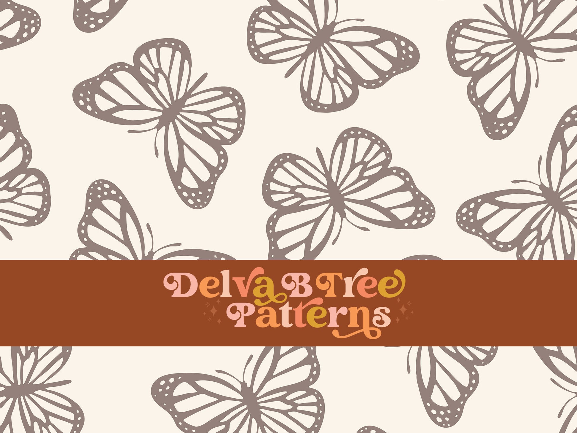 Neutral beige taupe and off white butterfly seamless file for fabric printing. Simple Bugs Repeat Pattern for textiles, polymailers, baby boy lovey blankets, nursery crib bedding, kids clothing, girls hair accessories, home decor accents, pet products.