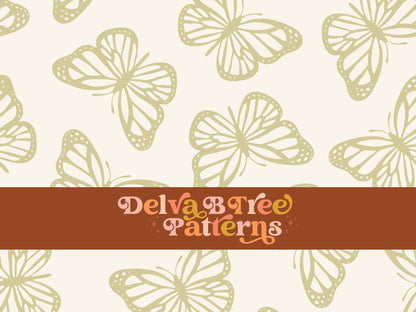 Dusty yellow and off white butterfly seamless file for fabric printing. Simple Bugs Repeat Pattern for textiles, polymailers, baby boy lovey blankets, nursery crib bedding, kids clothing, girls hair accessories, home decor accents, pet products.