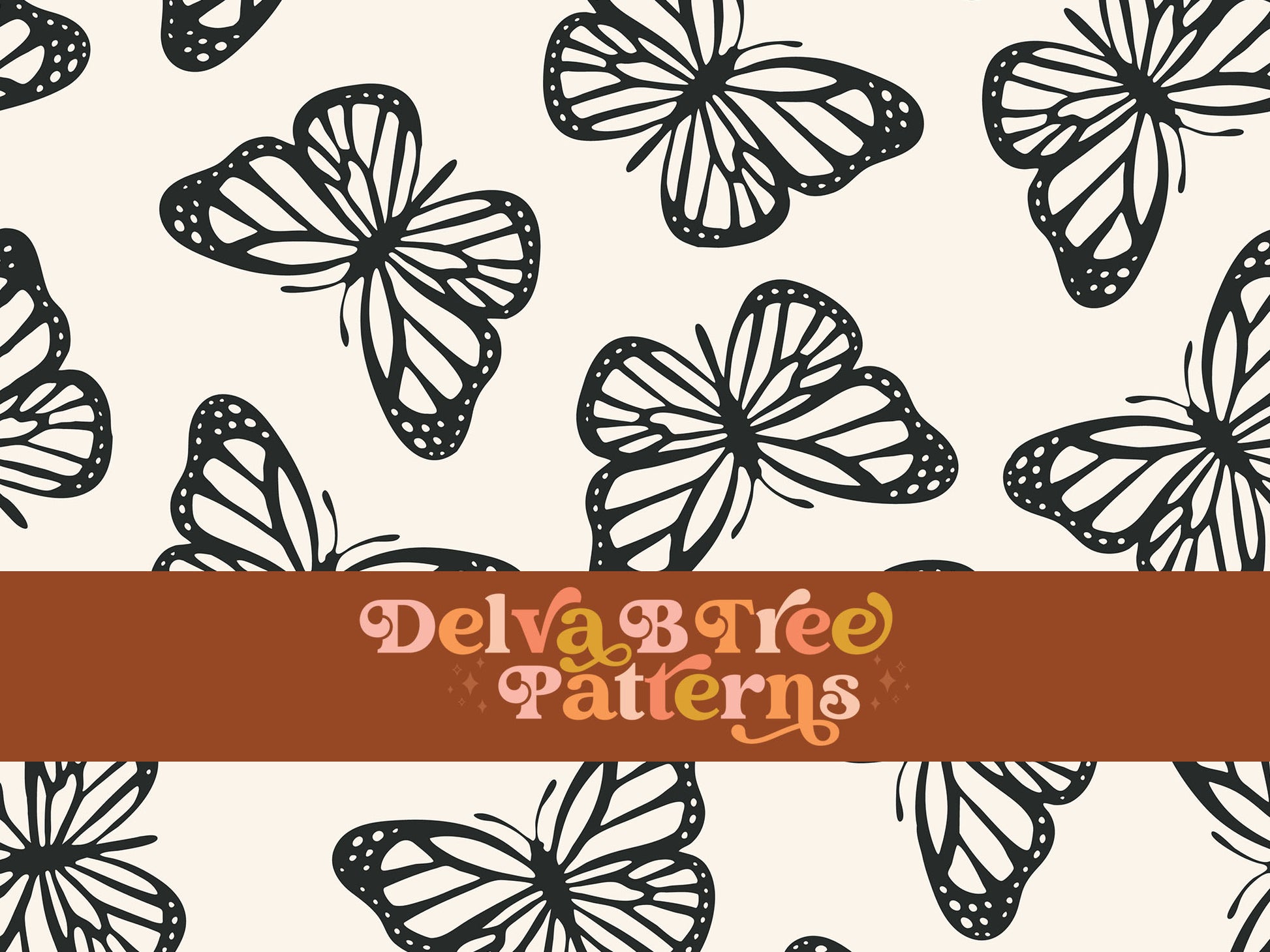 Charcoal black and off white butterfly seamless file for fabric printing. Simple Bugs Repeat Pattern for textiles, polymailers, baby boy lovey blankets, nursery crib bedding, kids clothing, girls hair accessories, home decor accents, pet products.