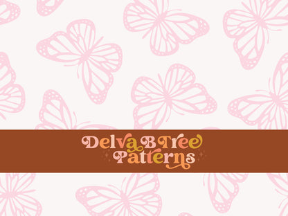 Pale pink and off white butterfly seamless file for fabric printing. Simple Bugs Repeat Pattern for textiles, polymailers, baby boy lovey blankets, nursery crib bedding, kids clothing, girls hair accessories, home decor accents, pet products.