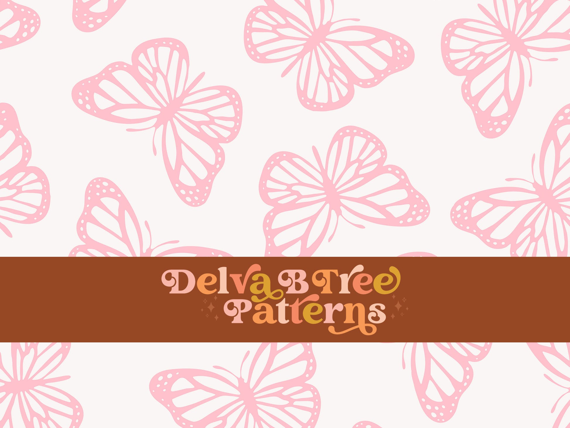 Pink and off white butterfly seamless file for fabric printing. Simple Bugs Repeat Pattern for textiles, polymailers, baby boy lovey blankets, nursery crib bedding, kids clothing, girls hair accessories, home decor accents, pet products.