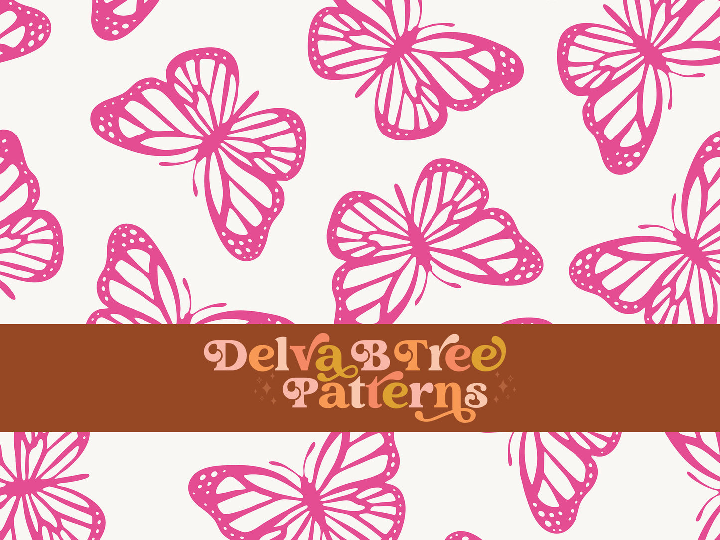 Preppy hot pink and white butterfly seamless file for fabric printing. Simple Bugs Repeat Pattern for textiles, polymailers, baby boy lovey blankets, nursery crib bedding, kids clothing, girls hair accessories, home decor accents, pet products.