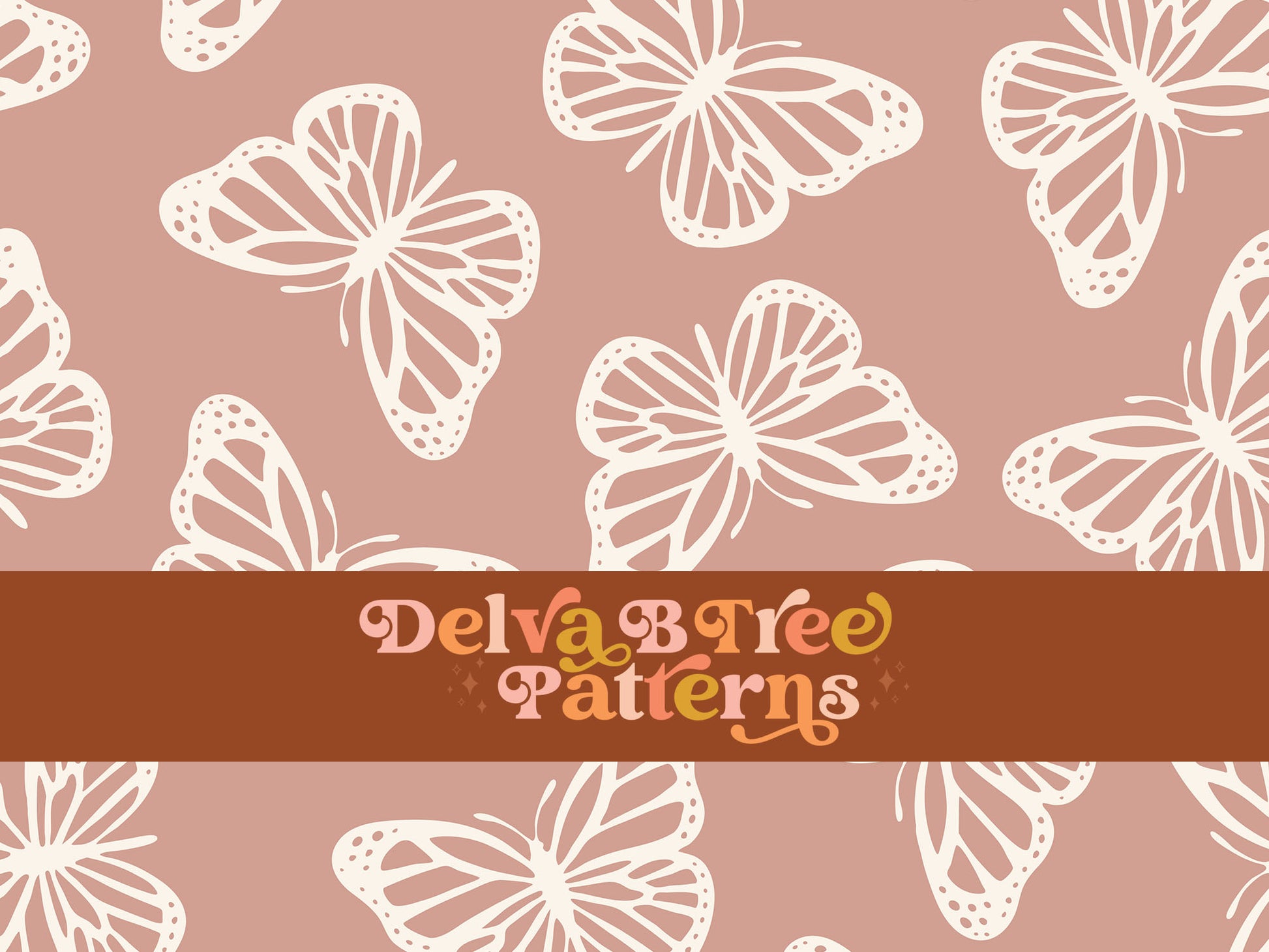 Dusty rose and off white butterfly seamless file for fabric printing. Simple Bugs Repeat Pattern for textiles, polymailers, baby boy lovey blankets, nursery crib bedding, kids clothing, girls hair accessories, home decor accents, pet products.