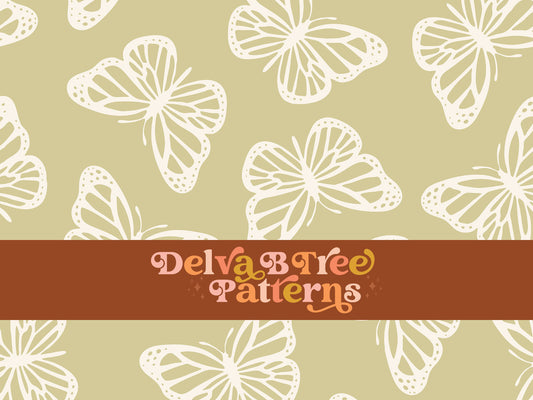 Dusty yellow and off white butterfly seamless file for fabric printing. Simple Bugs Repeat Pattern for textiles, polymailers, baby boy lovey blankets, nursery crib bedding, kids clothing, girls hair accessories, home decor accents, pet products.