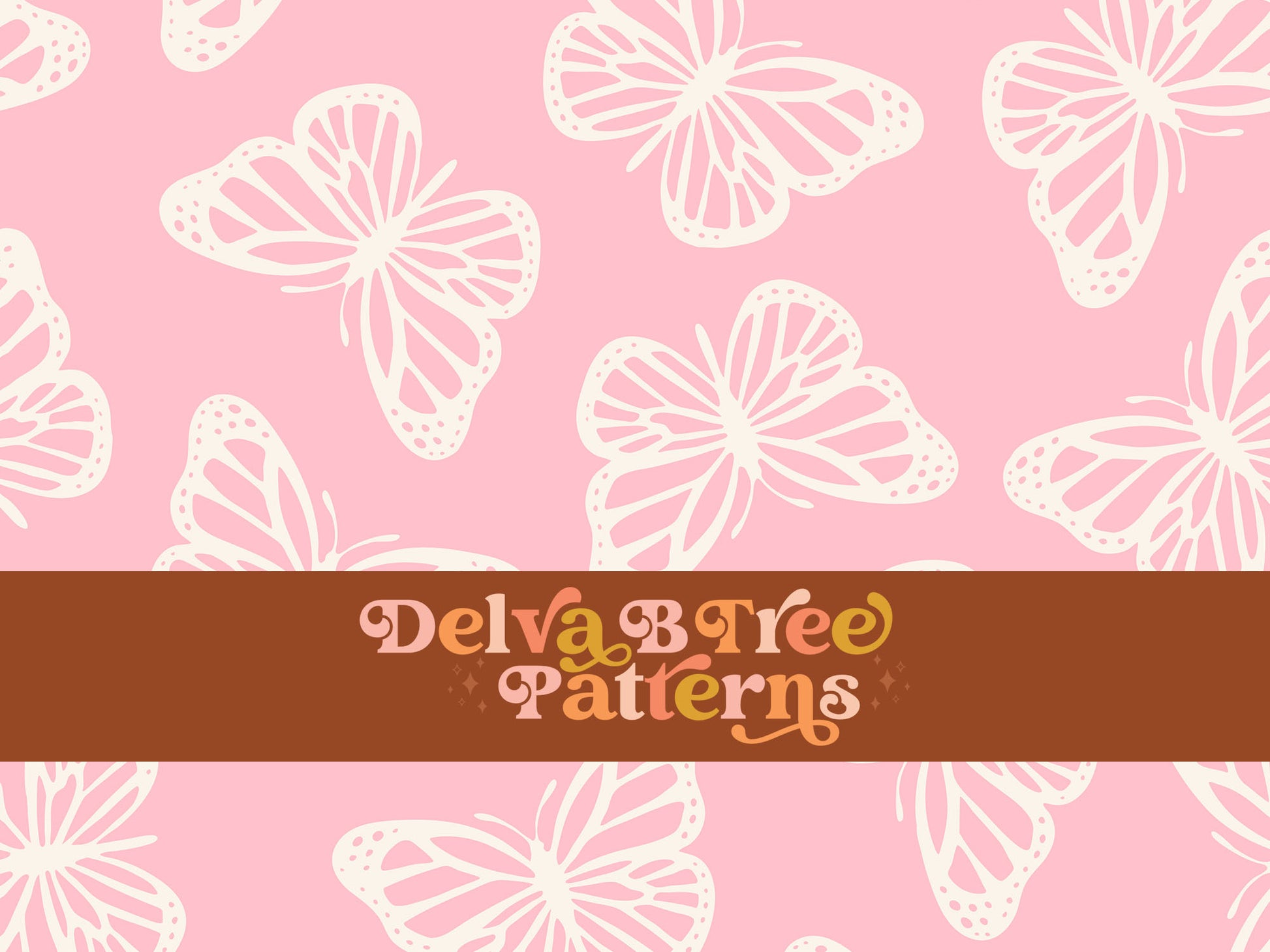 Pink and off white butterfly seamless file for fabric printing. Simple Bugs Repeat Pattern for textiles, polymailers, baby boy lovey blankets, nursery crib bedding, kids clothing, girls hair accessories, home decor accents, pet products.