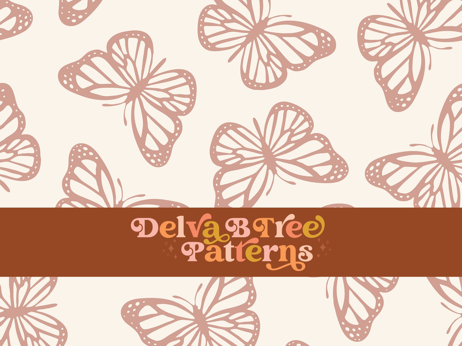 Dusty rose and off white butterflies seamless pattern scale digital file for small shops that make handmade products in small batches.