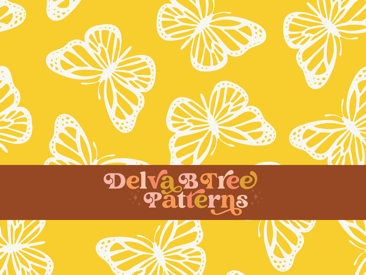 Preppy yellow and white butterfly seamless file for fabric printing. Simple Bugs Repeat Pattern for textiles, polymailers, baby boy lovey blankets, nursery crib bedding, kids clothing, girls hair accessories, home decor accents, pet products.