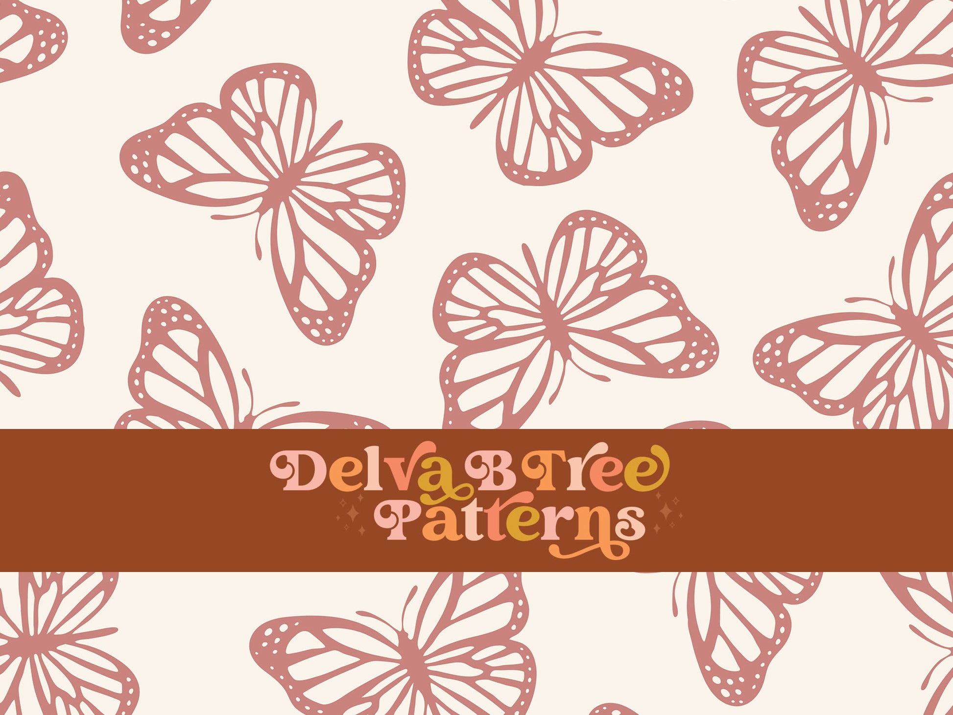 Old rose pink and off white butterfly seamless file for fabric printing. Simple Bugs Repeat Pattern for textiles, polymailers, baby boy lovey blankets, nursery crib bedding, kids clothing, girls hair accessories, home decor accents, pet products.