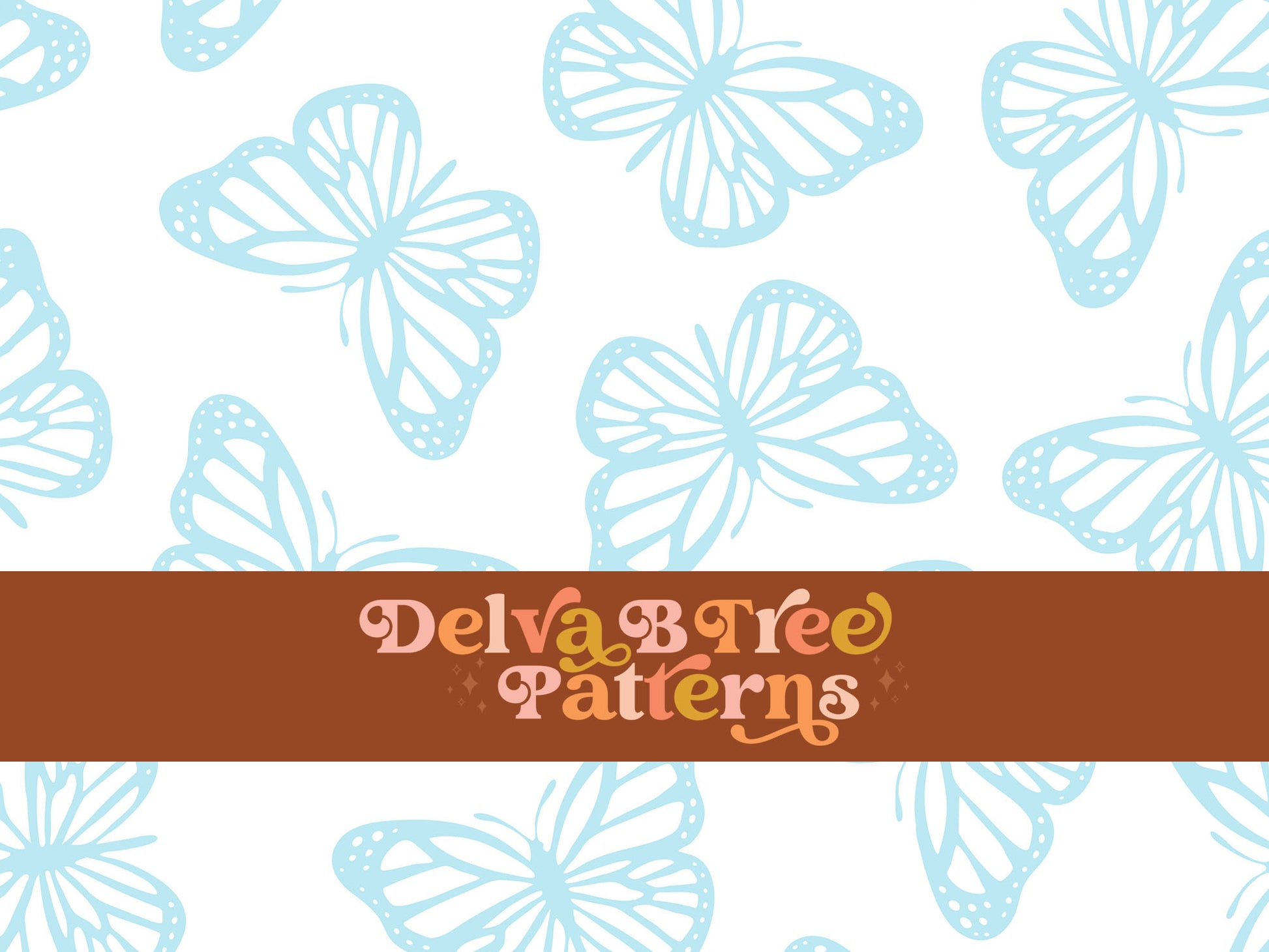 Faded pastel blue and white butterfly seamless file for fabric printing. Simple Bugs Repeat Pattern for textiles, polymailers, baby boy lovey blankets, nursery crib bedding, kids clothing, girls hair accessories, home decor accents, pet products.