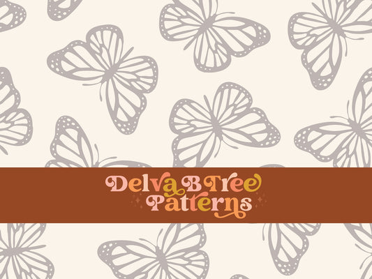 Grey and off white butterfly seamless file for fabric printing. Simple Bugs Repeat Pattern for textiles, polymailers, baby boy lovey blankets, nursery crib bedding, kids clothing, girls hair accessories, home decor accents, pet products.