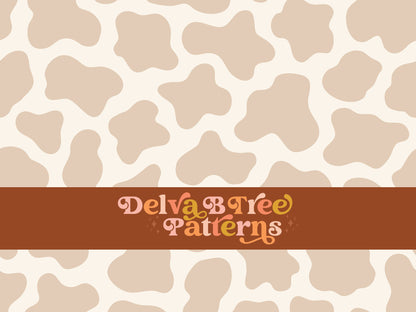 Tan and natural off white cowhide seamless file for fabric printing. Animal Skin cowhide Print Repeat Pattern for textiles, polymailers, baby boy lovey blankets, nursery crib bedding, kids clothing, girls hair accessories, home decor accents, pet products.