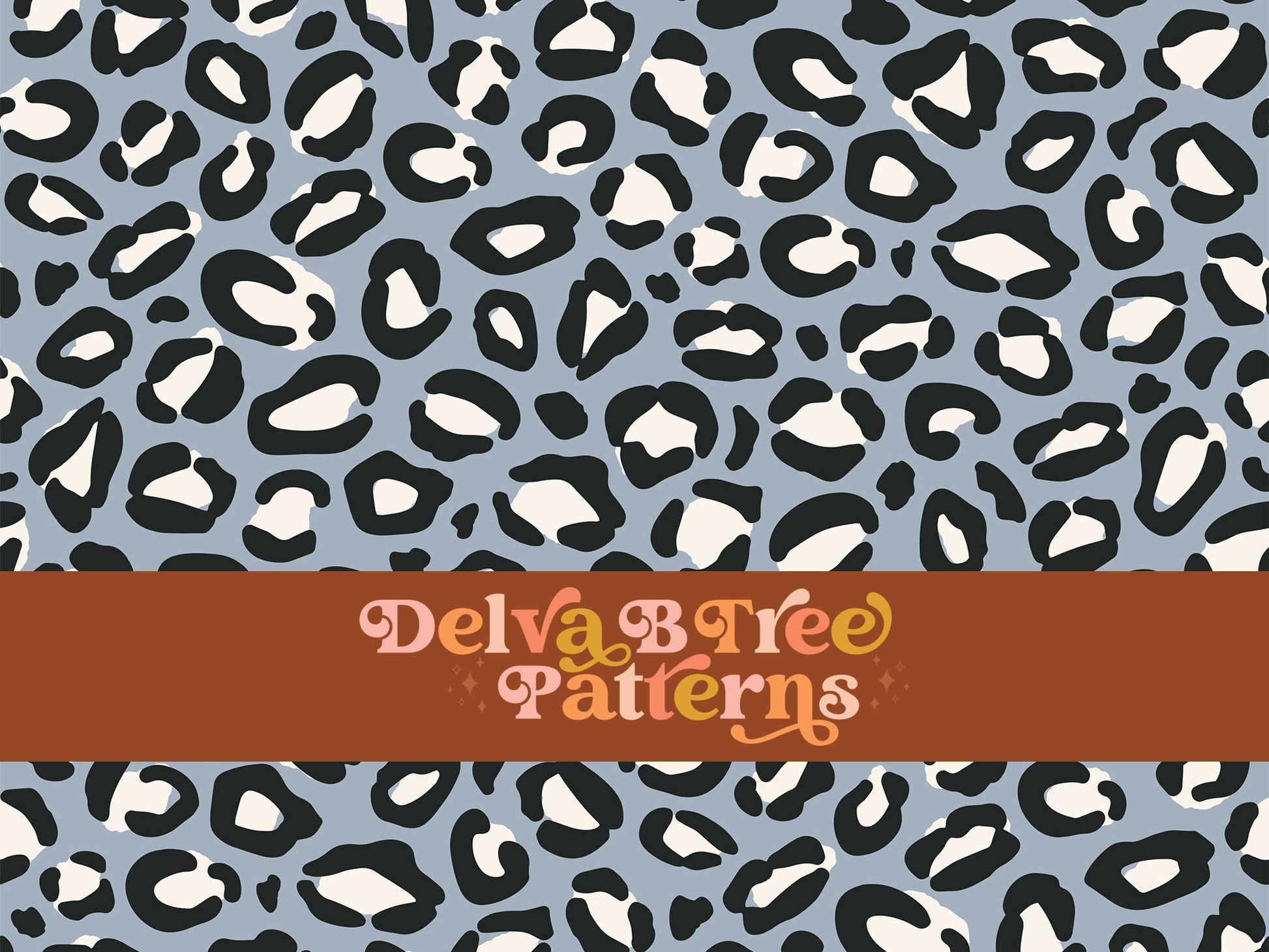Cadet blue, ivory and black leopard seamless file for fabric printing. Animal Skin Leopard Print Repeat Pattern for textiles, polymailers, baby boy lovey blankets, nursery crib bedding, kids clothing, girls hair accessories, home decor accents, pet products.