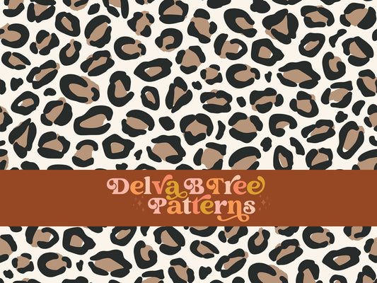 Brown, ivory and black leopard seamless file for fabric printing. Animal Skin Leopard Print Repeat Pattern for textiles, polymailers, baby boy lovey blankets, nursery crib bedding, kids clothing, girls hair accessories, home decor accents, pet products.