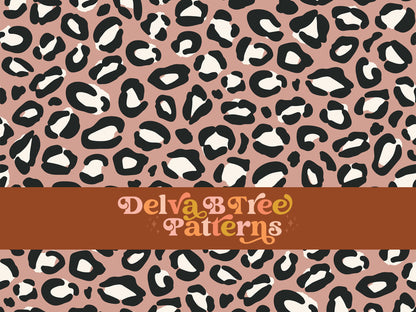 Dusty rose, ivory and black leopard seamless file for fabric printing. Animal Skin Leopard Print Repeat Pattern for textiles, polymailers, baby boy lovey blankets, nursery crib bedding, kids clothing, girls hair accessories, home decor accents, pet products.