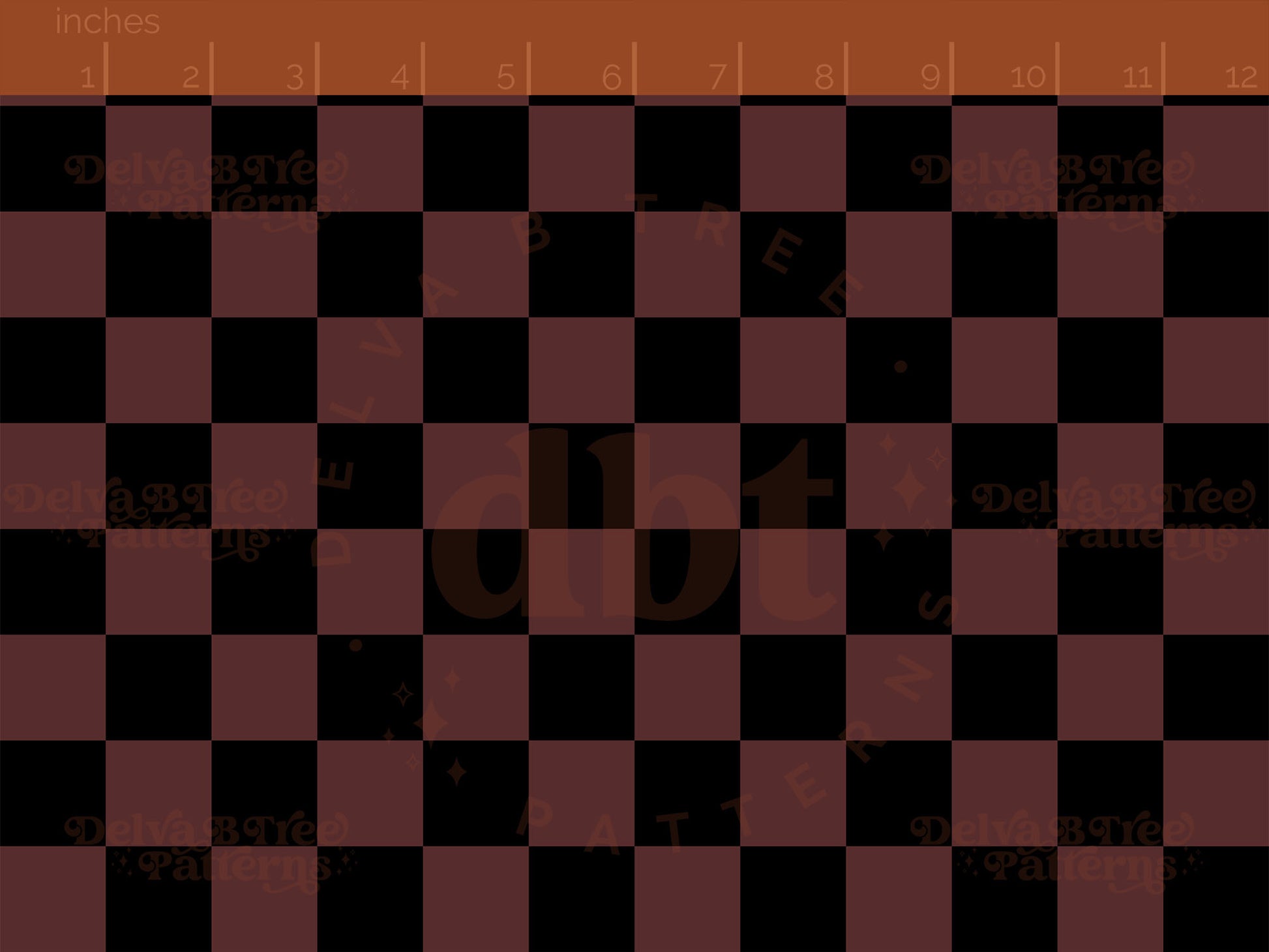1" warm brown and black checkers seamless pattern scale digital file for small shops that make handmade products in small batches.