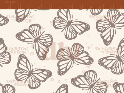 Neutral beige taupe and off white butterflies seamless pattern scale digital file for small shops that make handmade products in small batches.