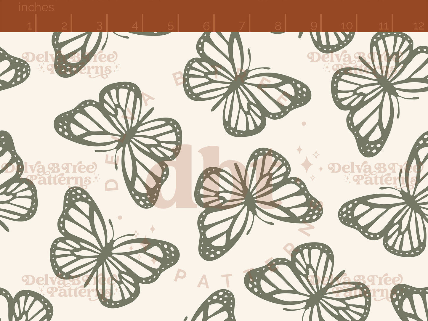 Camouflage green and off white butterflies seamless pattern scale digital file for small shops that make handmade products in small batches.