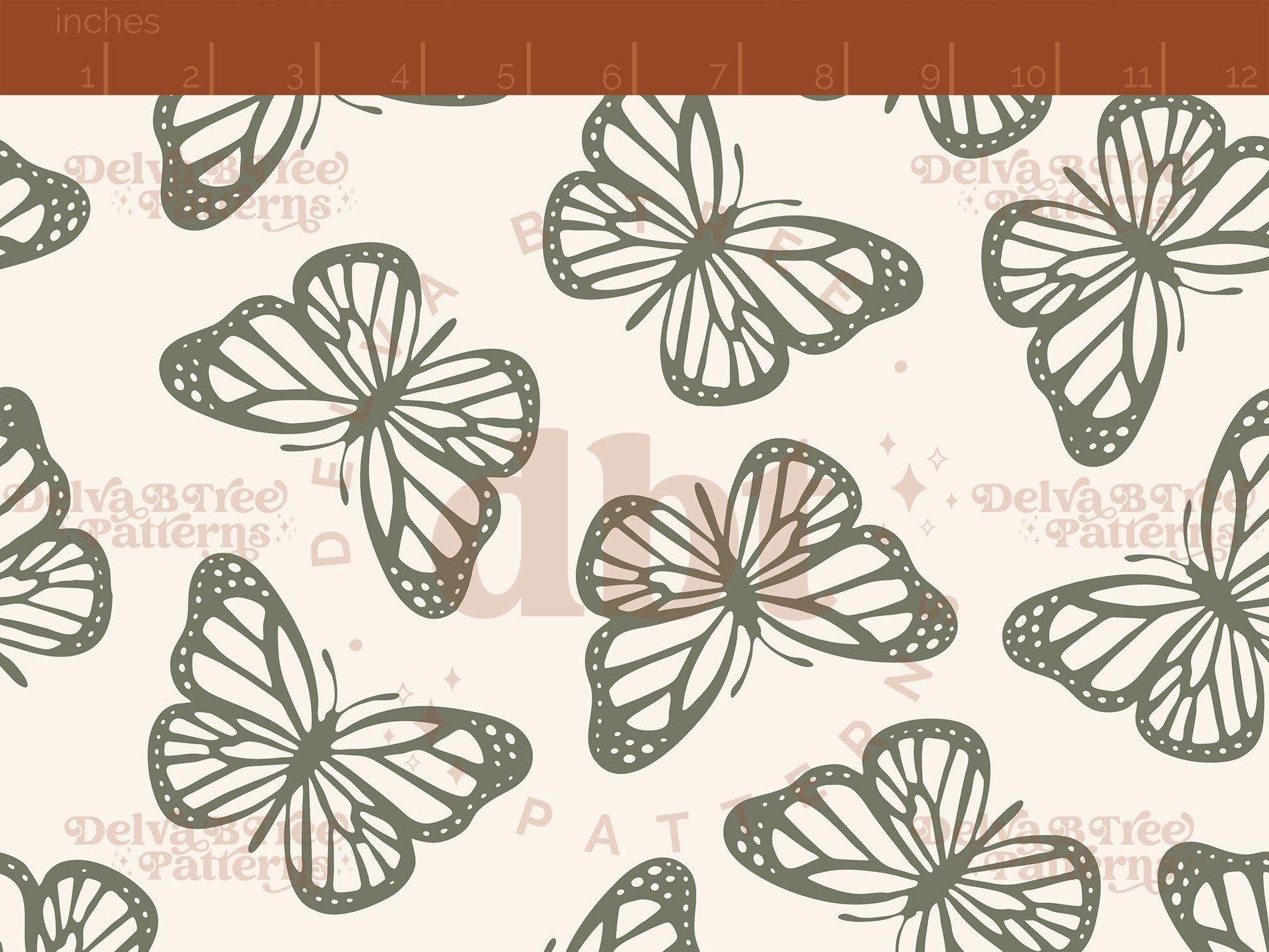 Camouflage green and off white butterflies seamless pattern scale digital file for small shops that make handmade products in small batches.