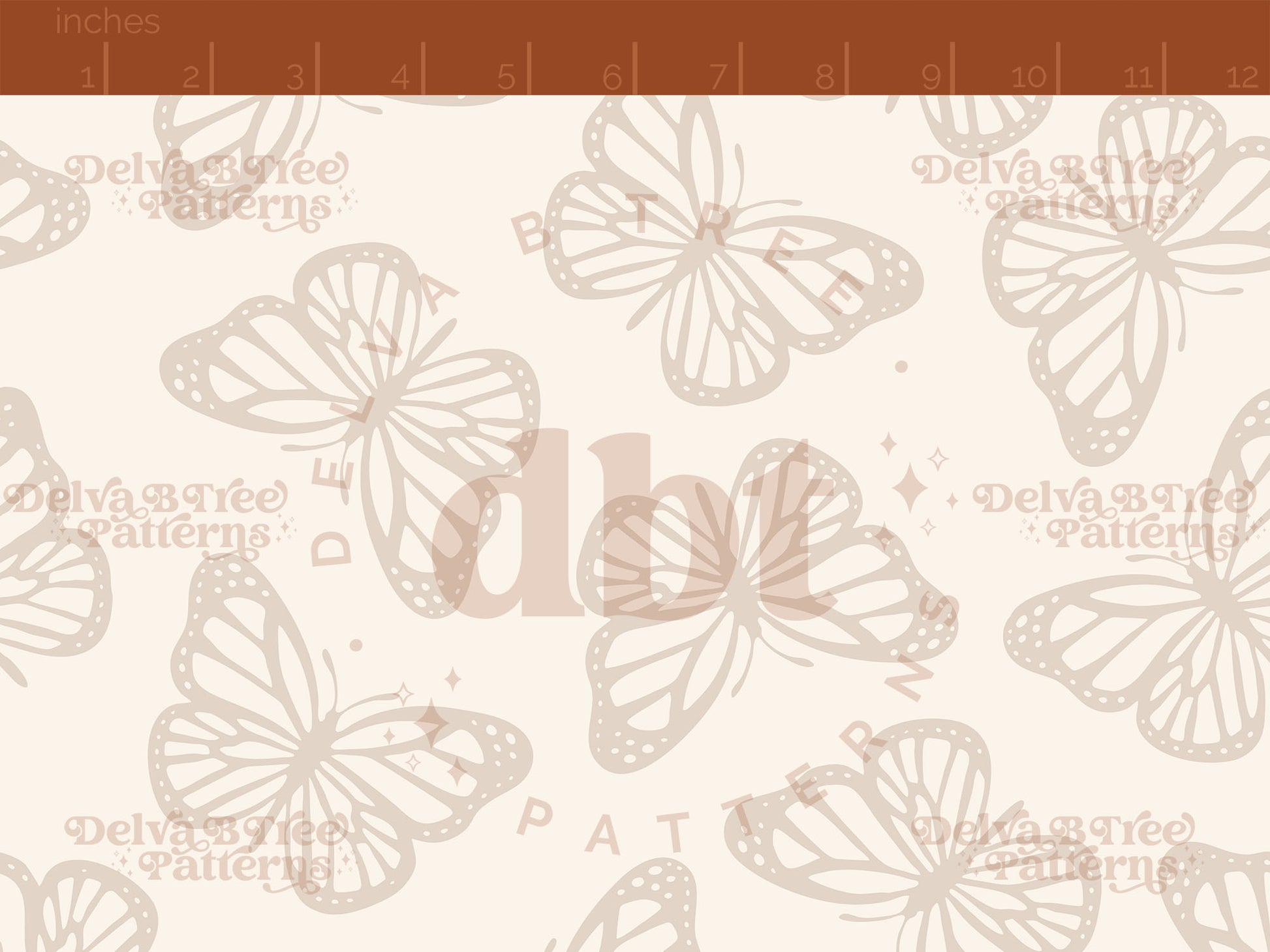 Neutral tan and off white butterflies seamless pattern scale digital file for small shops that make handmade products in small batches.