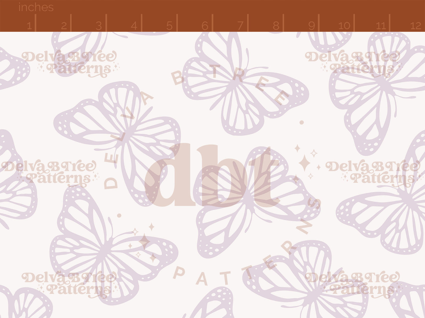 Soft lilac purple and off white butterflies seamless pattern scale digital file for small shops that make handmade products in small batches.