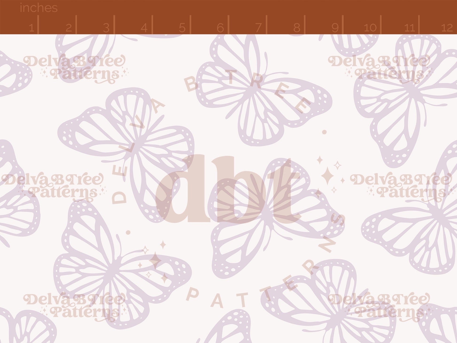 Soft lilac purple and off white butterflies seamless pattern scale digital file for small shops that make handmade products in small batches.