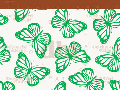 Preppy green and white butterflies seamless pattern scale digital file for small shops that make handmade products in small batches.