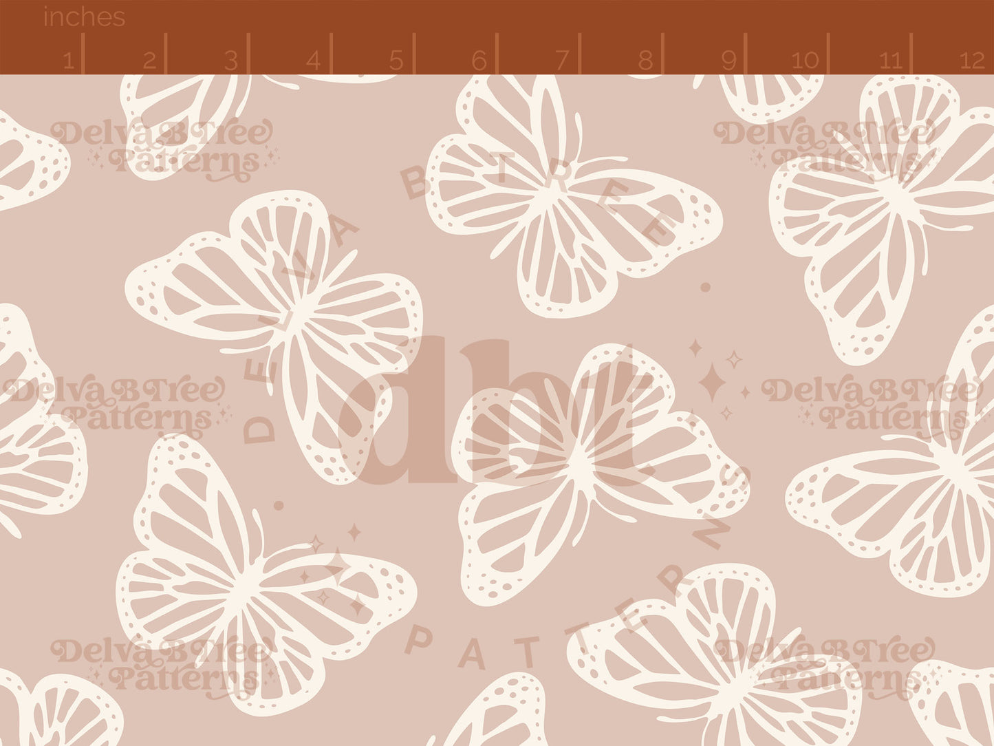 Blush pink and off white butterflies seamless pattern scale digital file for small shops that make handmade products in small batches.