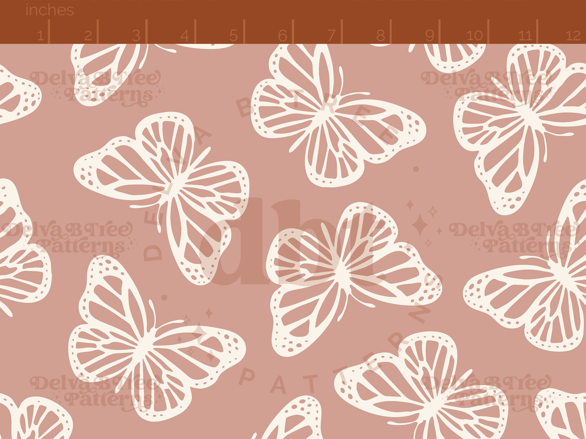 Dusty rose and off white butterflies seamless pattern scale digital file for small shops that make handmade products in small batches.