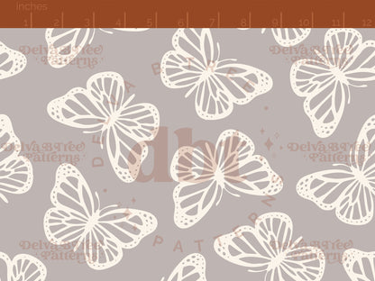 Grey and off white butterflies seamless pattern scale digital file for small shops that make handmade products in small batches.