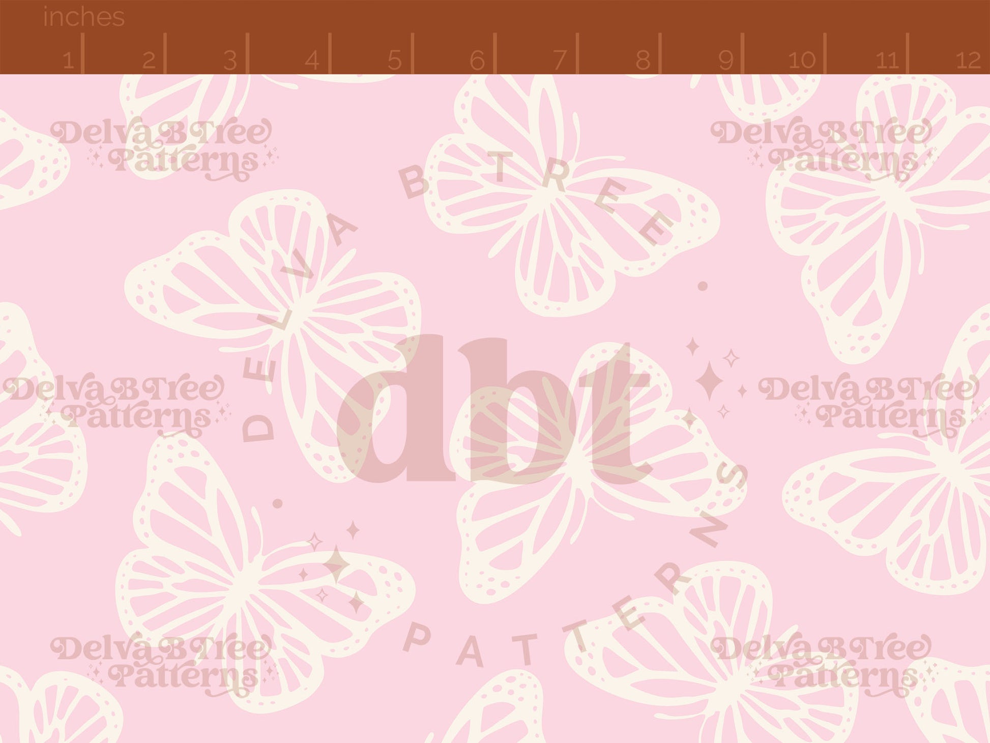 Pale pink and off white butterflies seamless pattern scale digital file for small shops that make handmade products in small batches.