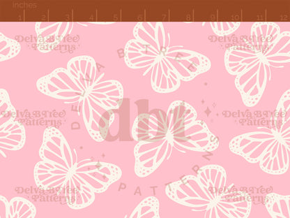 Pink and off white butterflies seamless pattern scale digital file for small shops that make handmade products in small batches.