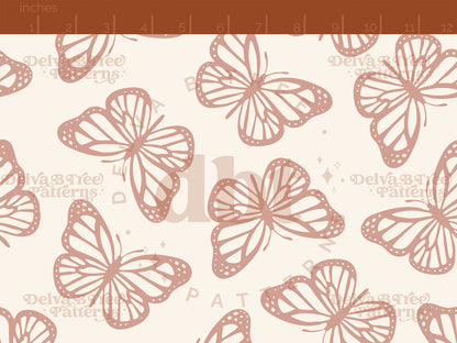 Dusty rose and off white butterfly seamless file for fabric printing. Simple Bugs Repeat Pattern for textiles, polymailers, baby boy lovey blankets, nursery crib bedding, kids clothing, girls hair accessories, home decor accents, pet products.