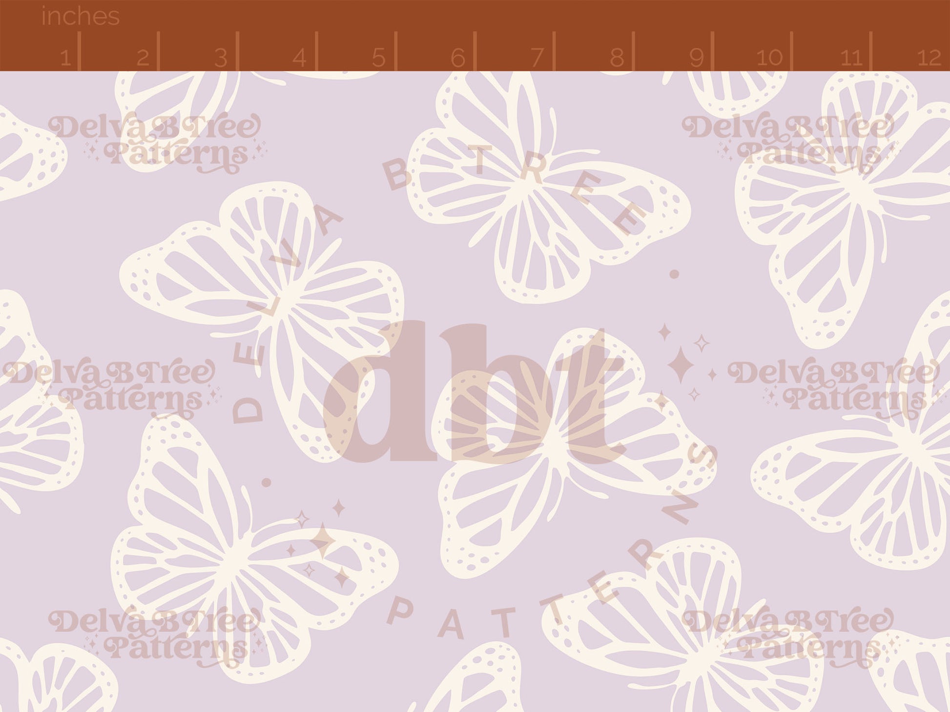 Soft lilac and off white butterflies seamless pattern scale digital file for small shops that make handmade products in small batches.