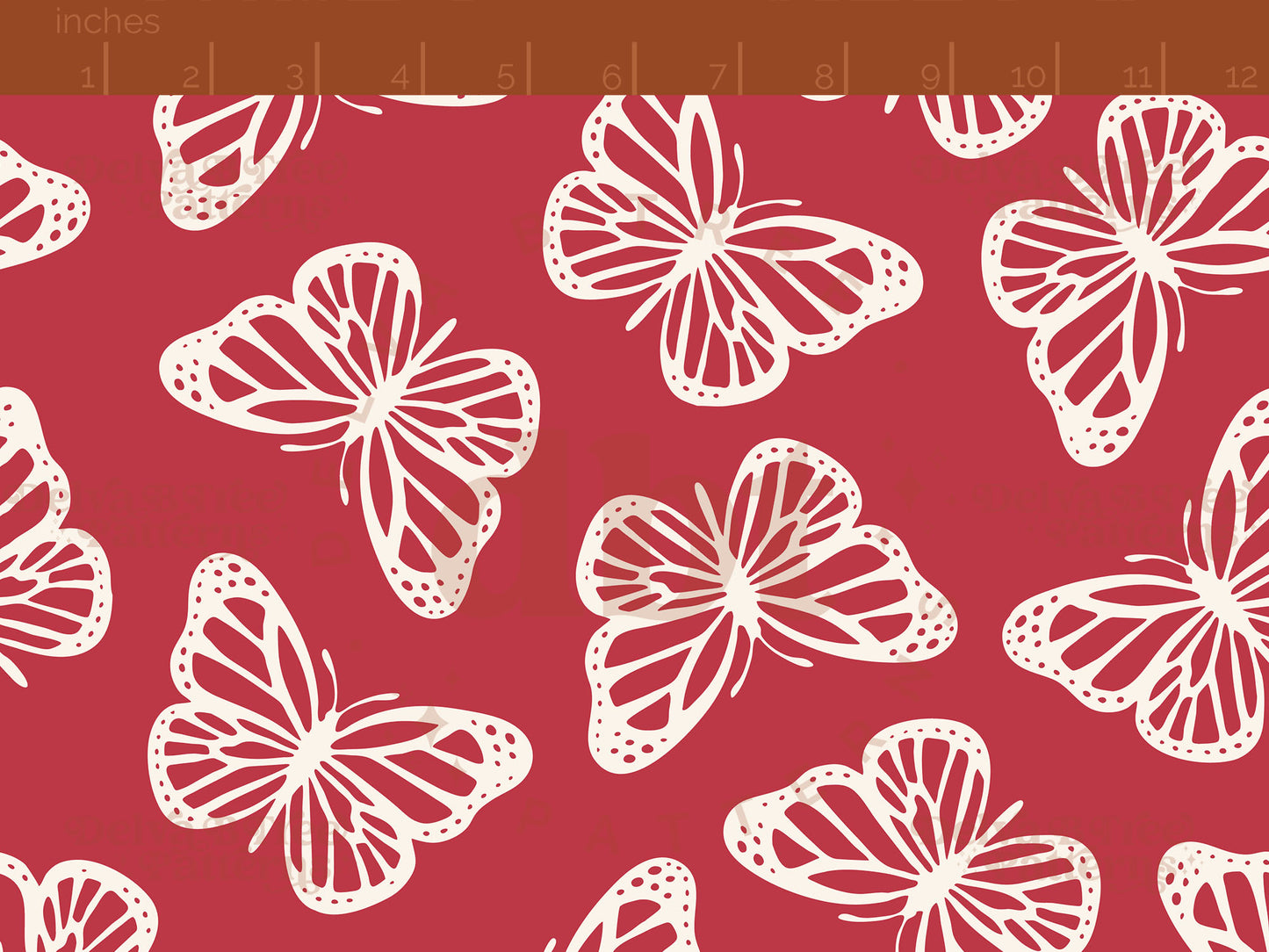 Watermelon red and off white butterflies seamless pattern scale digital file for small shops that make handmade products in small batches.