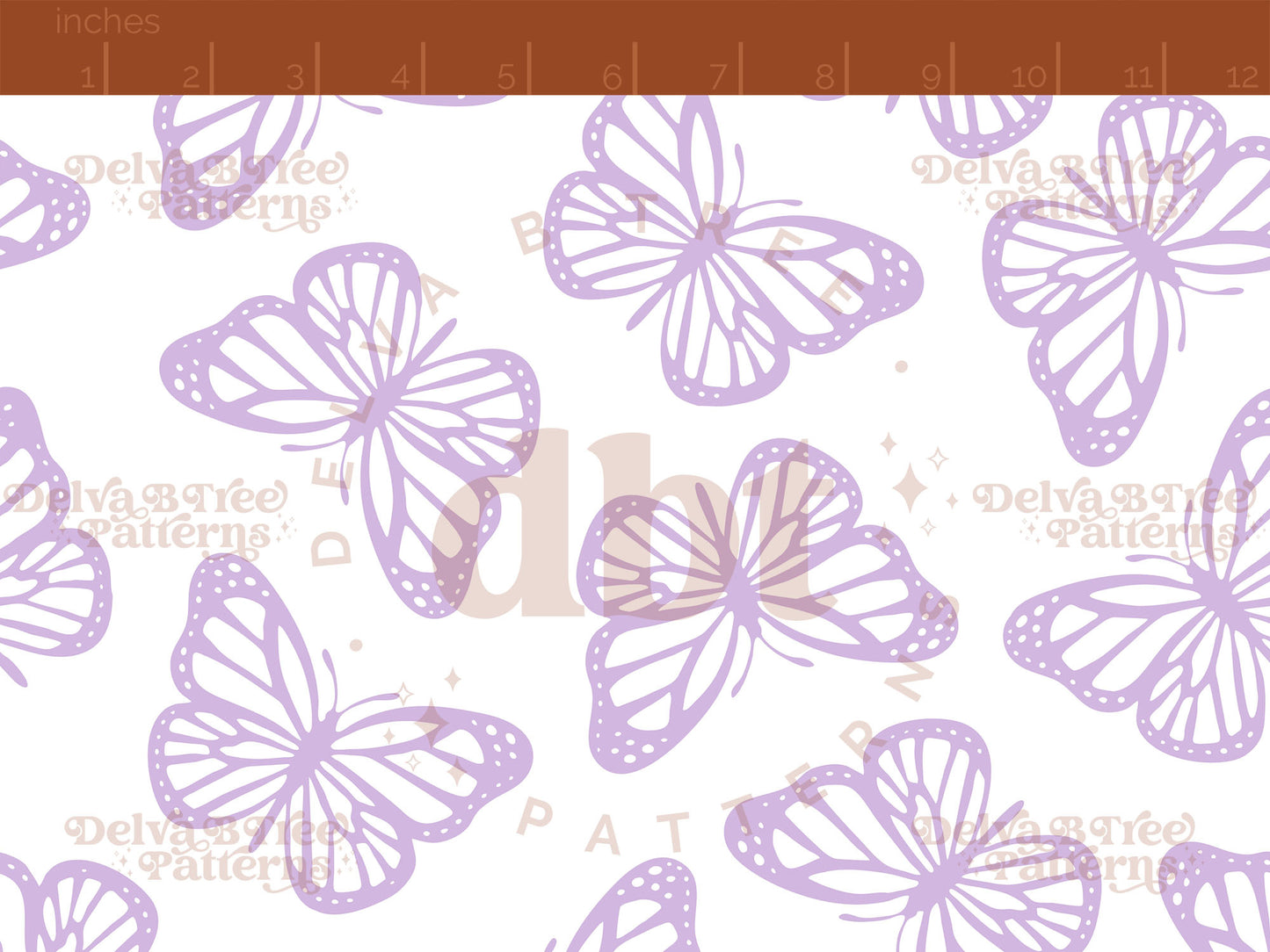 Faded pastel purple and white butterflies seamless pattern scale digital file for small shops that make handmade products in small batches.