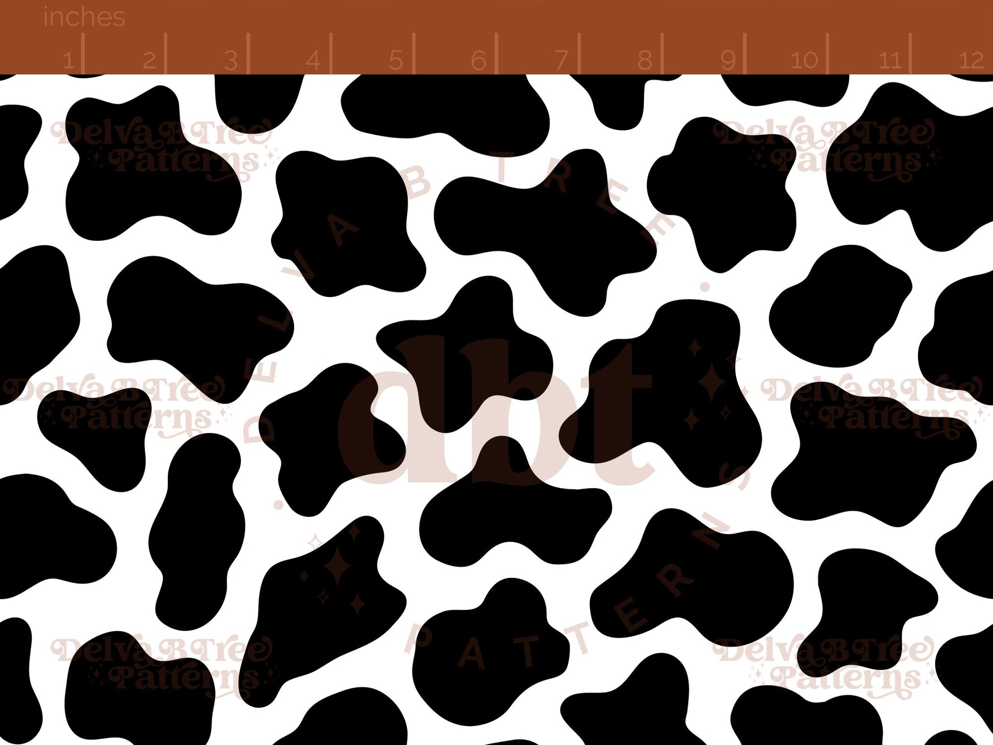 Black and white cow print seamless pattern scale digital file for small shops that make handmade products in small batches.