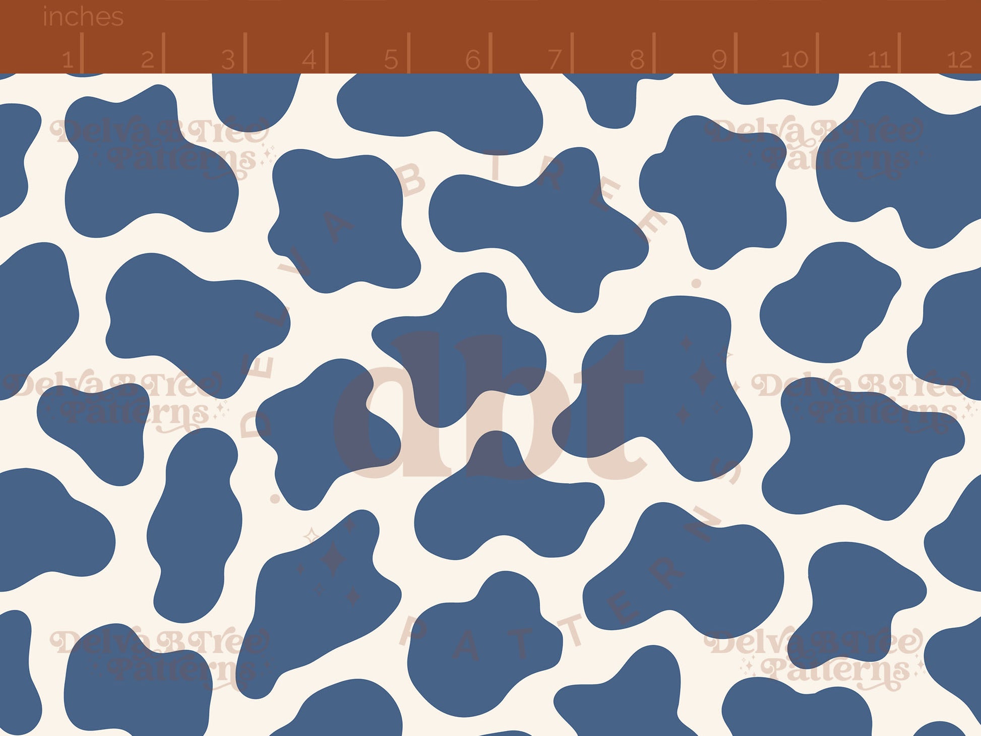 Federal blue and natural off white cow print seamless pattern scale digital file for small shops that make handmade products in small batches.