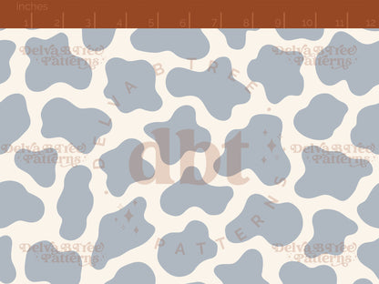 Light muted blue and natural off white cow print seamless pattern scale digital file for small shops that make handmade products in small batches.