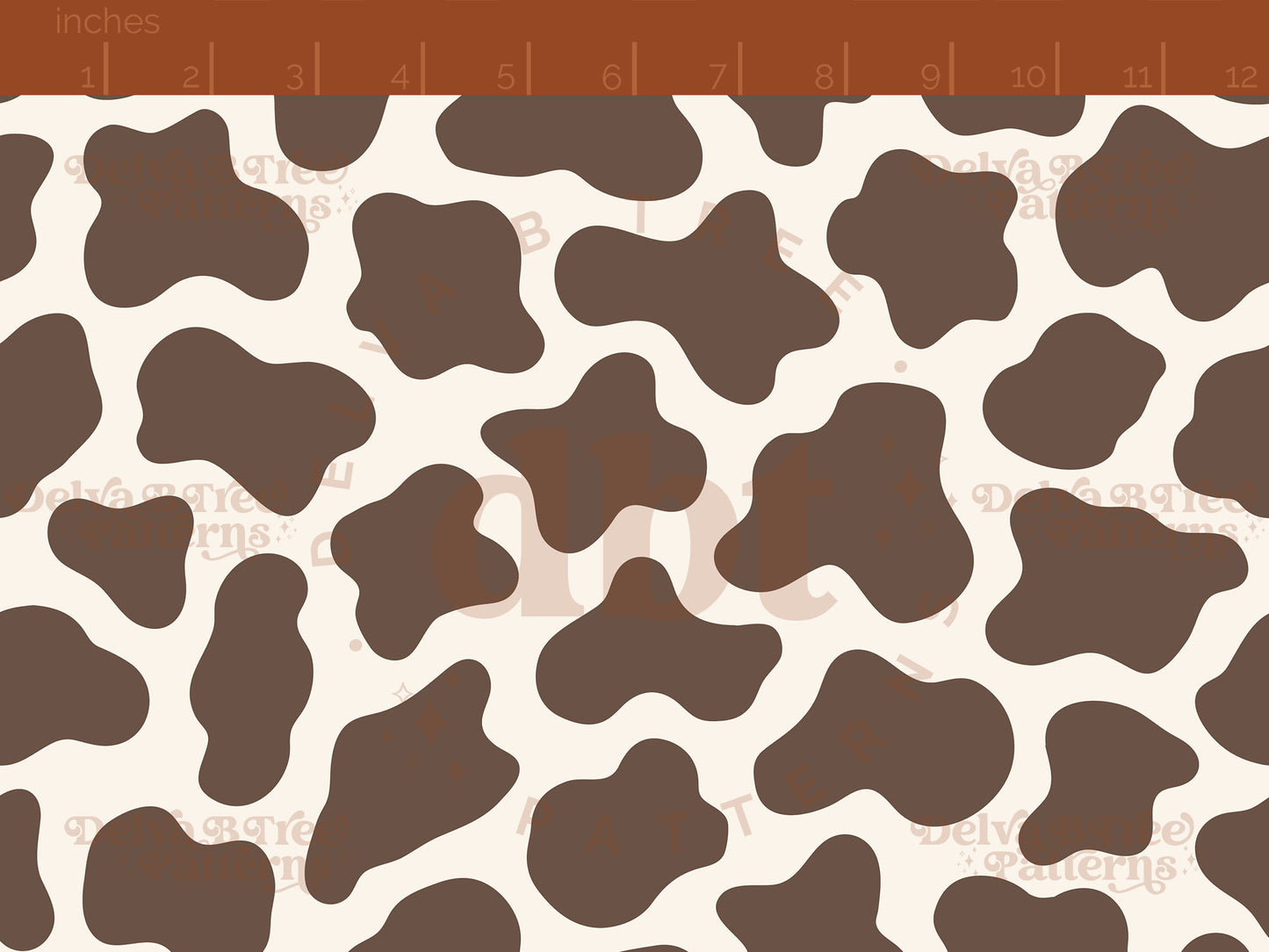 Milk chocolate brown and natural off white cow print seamless pattern scale digital file for small shops that make handmade products in small batches.