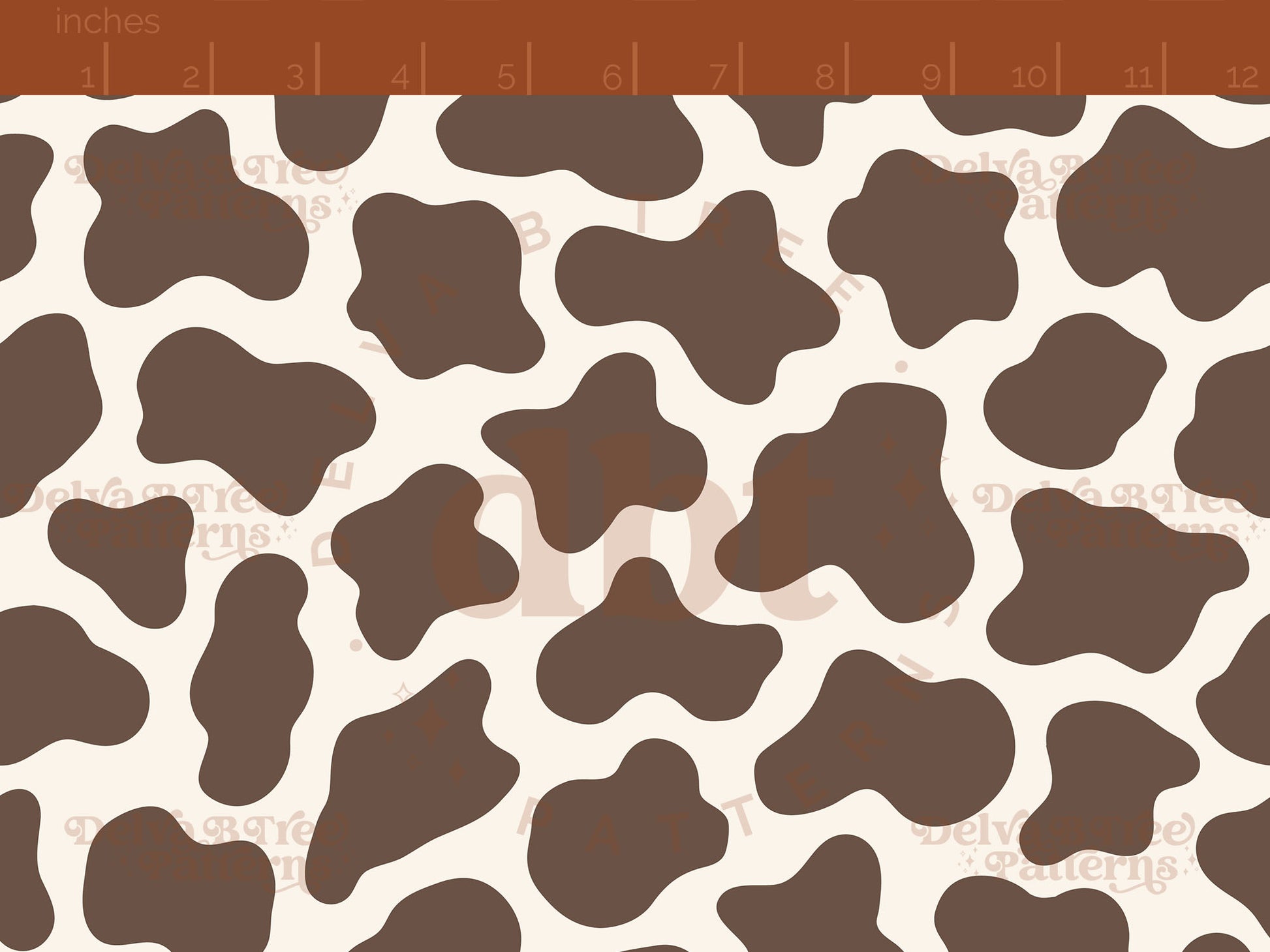 Milk chocolate brown and natural off white cow print seamless pattern scale digital file for small shops that make handmade products in small batches.