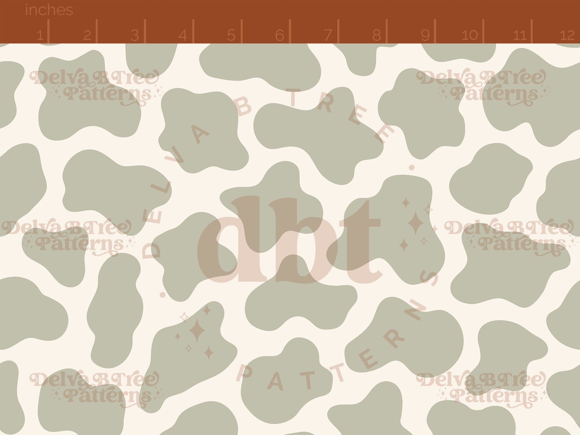 Sage green and natural off white cow print seamless pattern scale digital file for small shops that make handmade products in small batches.