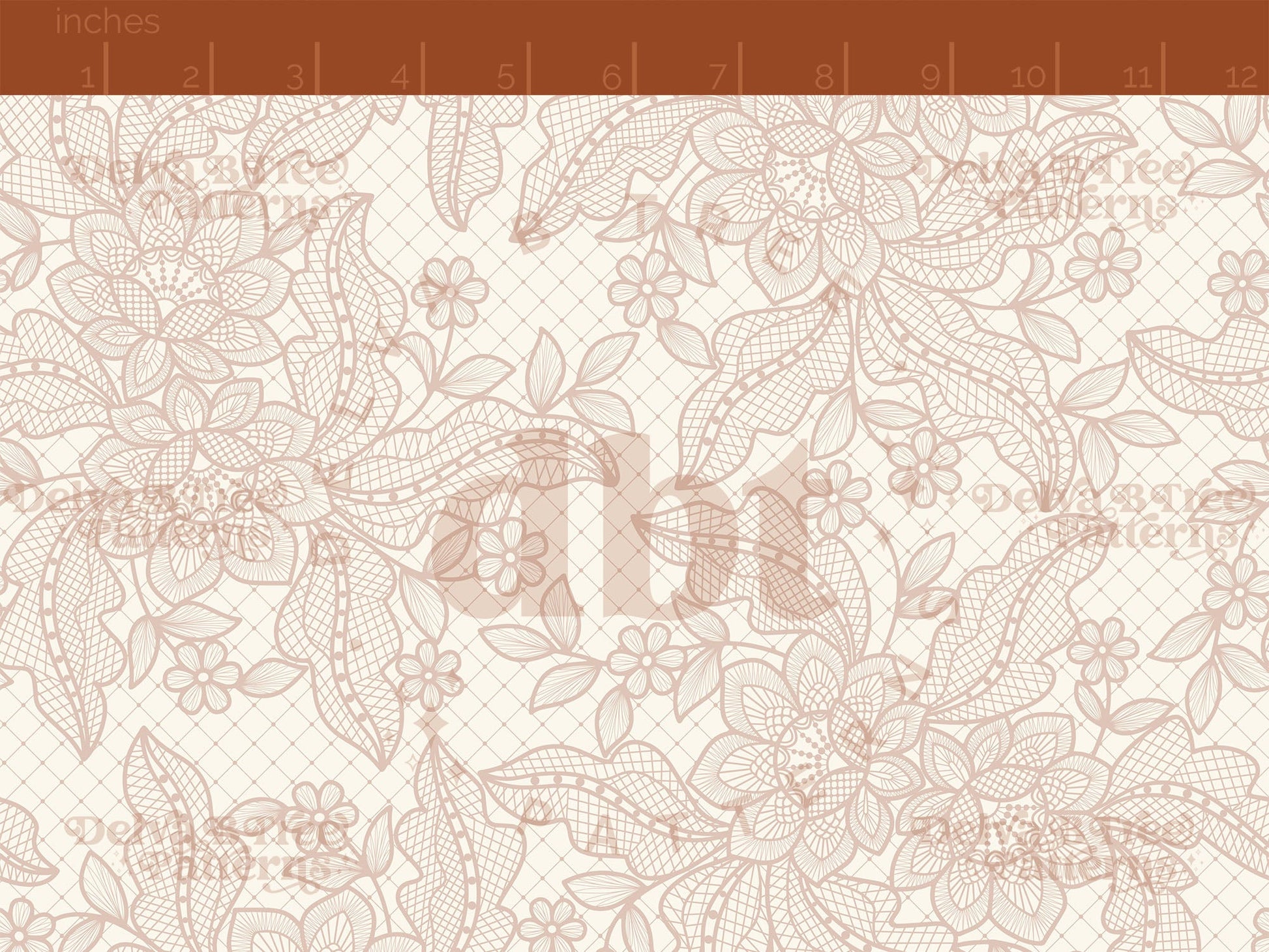 Blush Pink flowers, leaves and faux lace netting on an off white / ivory / cream background seamless pattern scale digital file for small shops that make handmade products in small batches.
