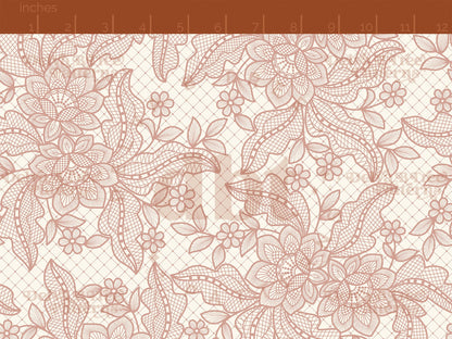 Dusty Rose flowers, leaves and faux lace netting on an off white / ivory / cream background seamless pattern scale digital file for small shops that make handmade products in small batches.