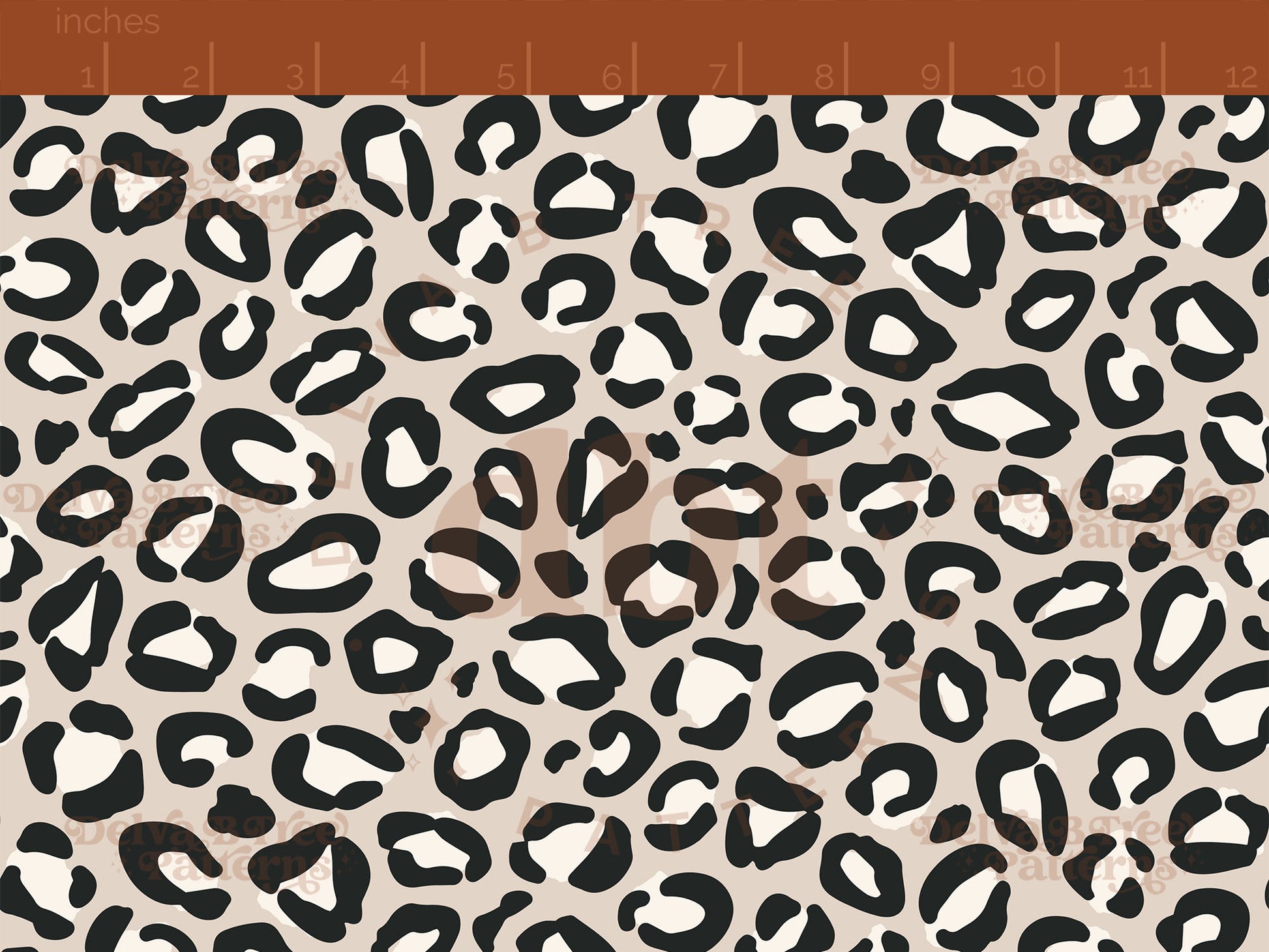 Neutral tan, ivory and black leopard print seamless pattern scale digital file for small shops that make handmade products in small batches.