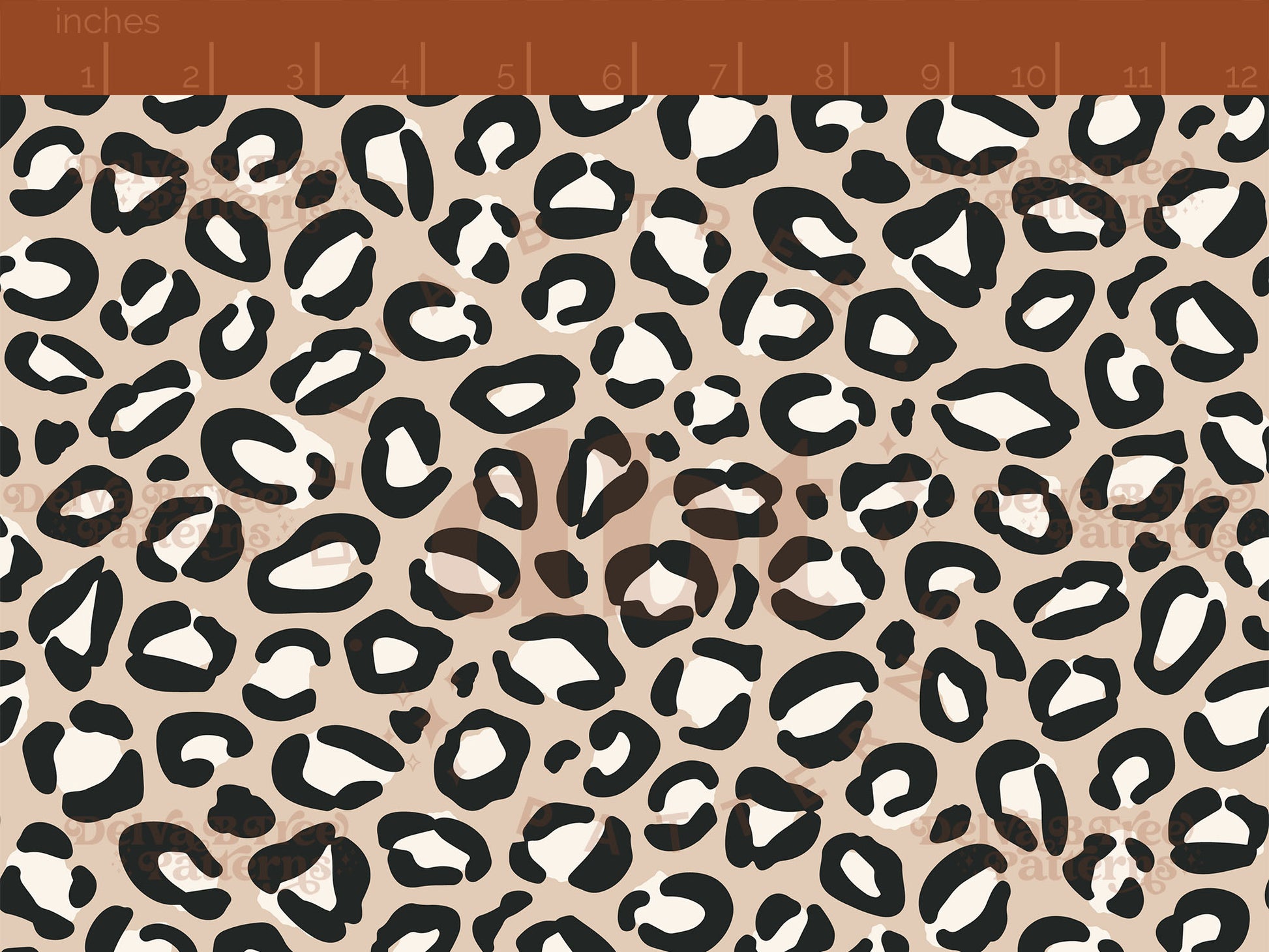 Tan, ivory and black leopard print seamless pattern scale digital file for small shops that make handmade products in small batches.
